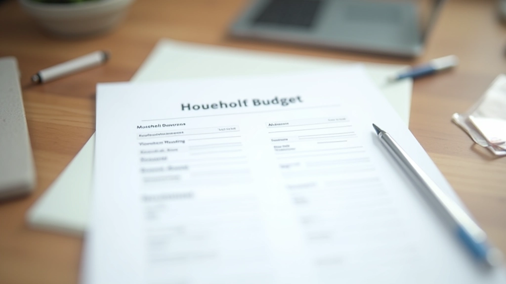 Budget template printed on desk